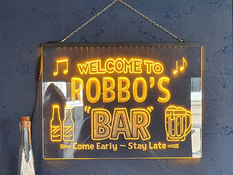 Image of Personalized welcome to my bar LED neon sign in yellow