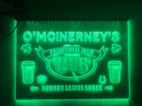 Image of Personalized Irish Pub LED neon sign in green