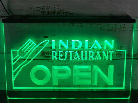 Image of Indian Restaurant LED neon sign in green