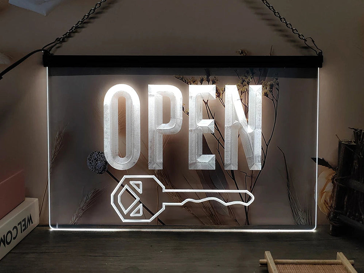 Key Cutting Open LED Neon Illuminated Sign