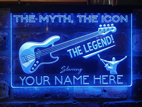 Image of Bass Guitar Legend Personalized Illuminated Sign