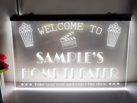 Image of Personalized Home Theater LED neon sign in white