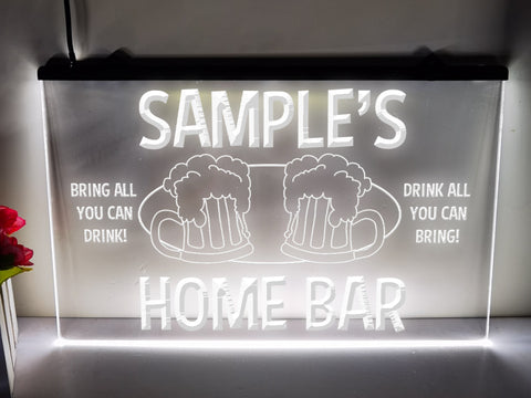Image of Personalized home bar LED neon sign in white