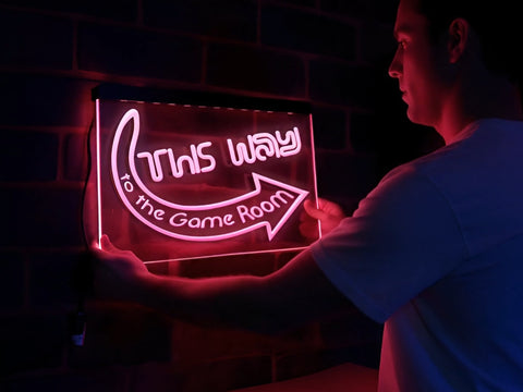 Image of This Way to the Game Room Illuminated Sign