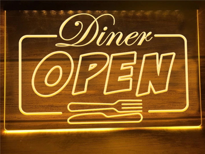 Diner Open Illuminated LED Neon Sign
