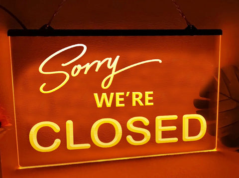 Image of Sorry We're Closed LED Neon Sign in Orange