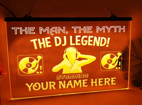 Image of The DJ Legend Personalized Illuminated Sign