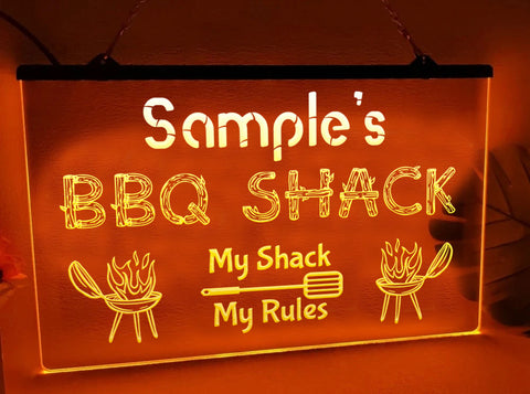 Image of BBQ Shack Personalized LED Neon Sign in Orange