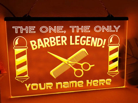 Image of The Barber Legend Personalized Illuminated Sign