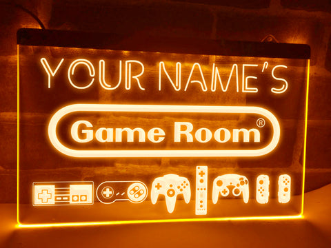 Image of Personalized Retro Game Room LED neon sign in orange