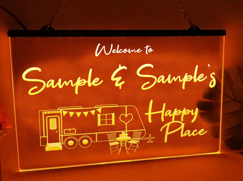 Image of Welcome to My Happy Place Personalized Illuminated Sign