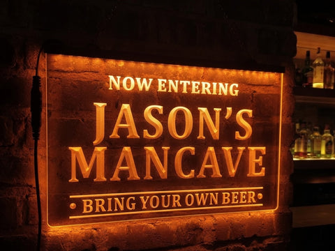 Image of Now Entering Man Cave Personalized Illuminated Sign