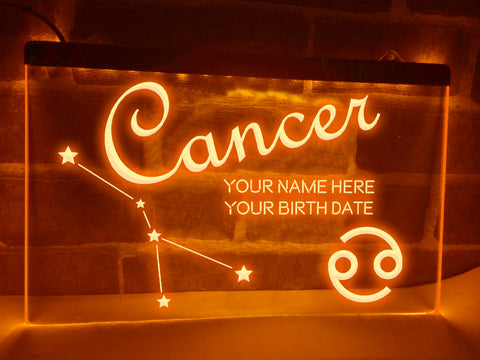 Image of Cancer Astrology Illuminated Sign in orange