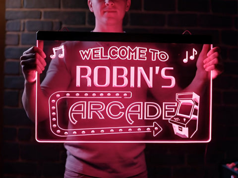 Image of Welcome To My Arcade Personalized Illuminated Sign