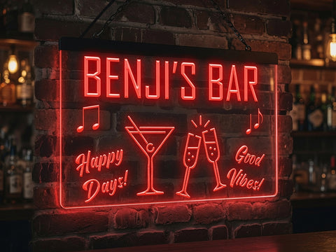 Image of Happy Days Bar Personalized Illuminated Sign
