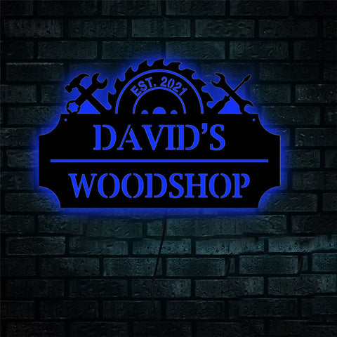 Image of Personalized LED Neon Wooden Workshop Sign - RGB