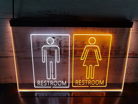 Image of Unisex Men & Women Restrooms Two Tone Illuminated Sign