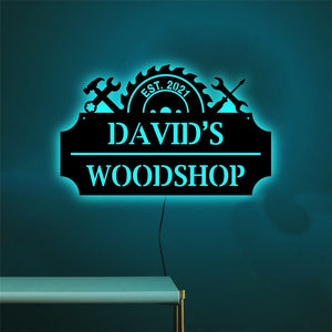 Personalized LED Neon Wooden Workshop Sign - RGB