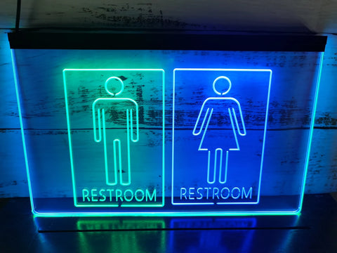 Image of Unisex Men & Women Restrooms Two Tone Illuminated Sign