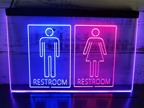 Image of Unisex Men & Women Restrooms Two Tone Illuminated Sign