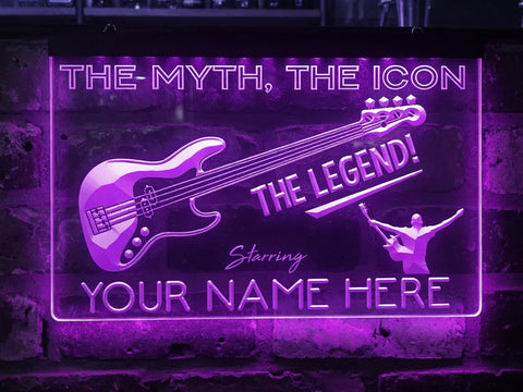 Image of Bass Guitar Legend Personalized Illuminated Sign