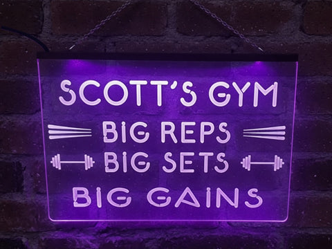 Image of Big Reps Big Sets Big Gains Personalized Illuminated Sign