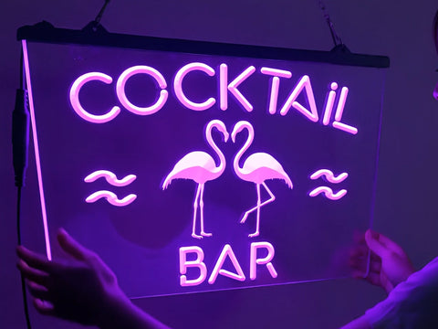Image of Flamingo Cocktail Bar Illuminated LED Neon Sign