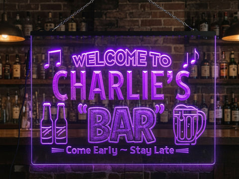 Image of Welcome to My Bar Personalized Illuminated LED Neon Sign