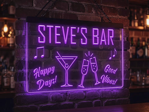 Image of Happy Days Bar Personalized Illuminated Sign