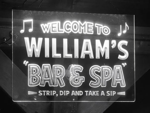 Image of Bar and Spa Personalized Illuminated LED Neon Sign