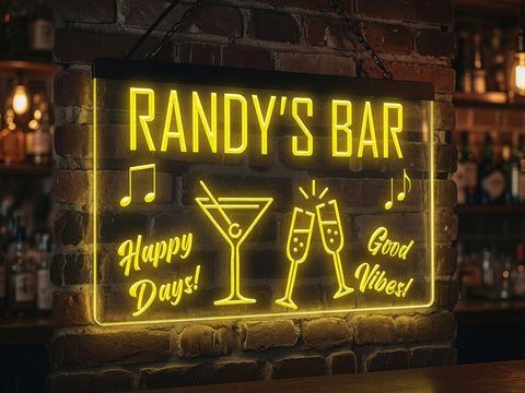 Image of Happy Days Bar Personalized Illuminated Sign