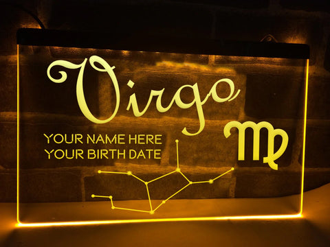 Image of Virgo Astrology Illuminated Sign in yellow