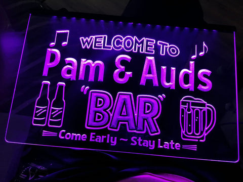 Image of Personalized welcome to my bar LED neon sign in violet