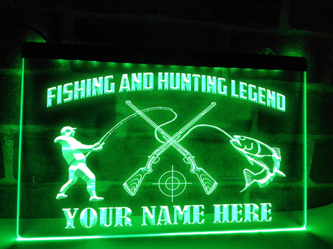 Image of Fishing and Hunting Legend LED Neon Sign in Green