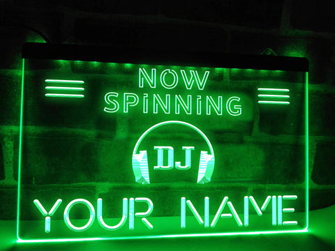 Image of Personalized DJ Spinning LED neon sign in green