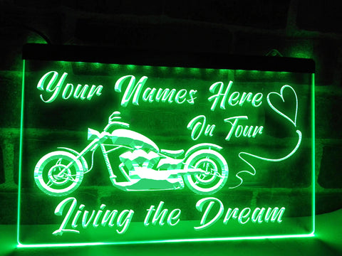 Image of Motorcycle on Tour LED neon sign in green