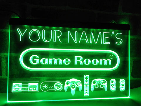 Image of Personalized Retro Game Room LED neon sign in green