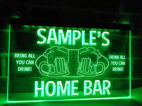Image of Personalized home bar LED neon sign in green