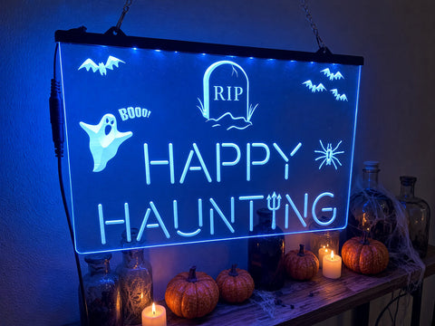 Image of Happy Haunting Illuminated Sign