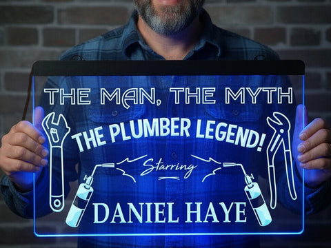 Image of The Plumber Legend Personalized Illuminated Sign