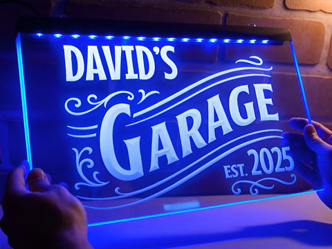 Image of Personalized Garage Illuminated Sign