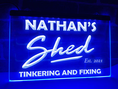 Image of Personalized Shed LED Neon Sign in Blue