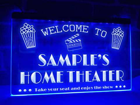 Image of Personalized Home Theater LED neon sign in blue