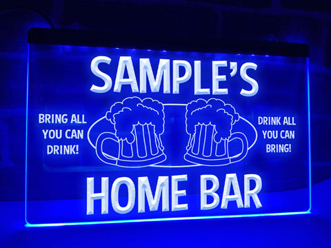 Image of Personalized home bar LED neon sign in blue