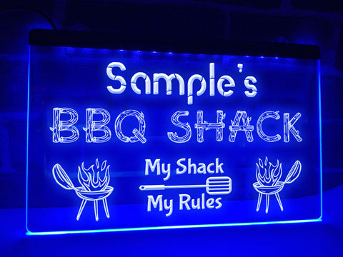 Image of BBQ Shack Personalized LED Neon Sign in Blue