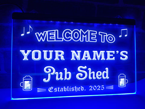 Image of Personalized Pub Shed LED neon sign in blue