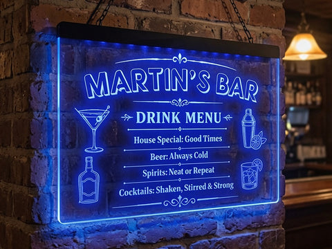 Image of Personalized Drink Menu LED Neon Sign