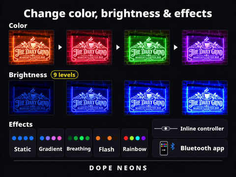 Image of The Daily Grind Personalized Illuminated LED Sign