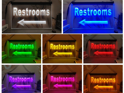 Image of Restrooms Left Illuminated Sign
