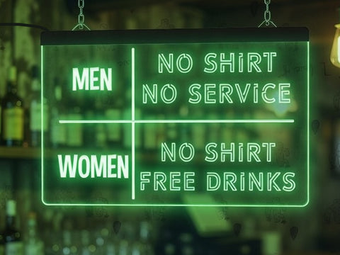 Image of No Shirt No Service Funny Illuminated Sign